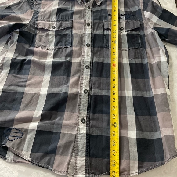 Harley Davidson Genuine Short Sleeve Cotton Button Down Shirt Gray Size Large - Picture 7 of 10